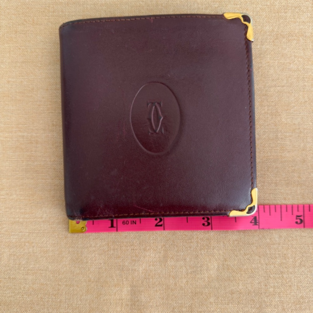 Cartier Burgundy Leather Bi-fold Wallet - Picture 4 of 14